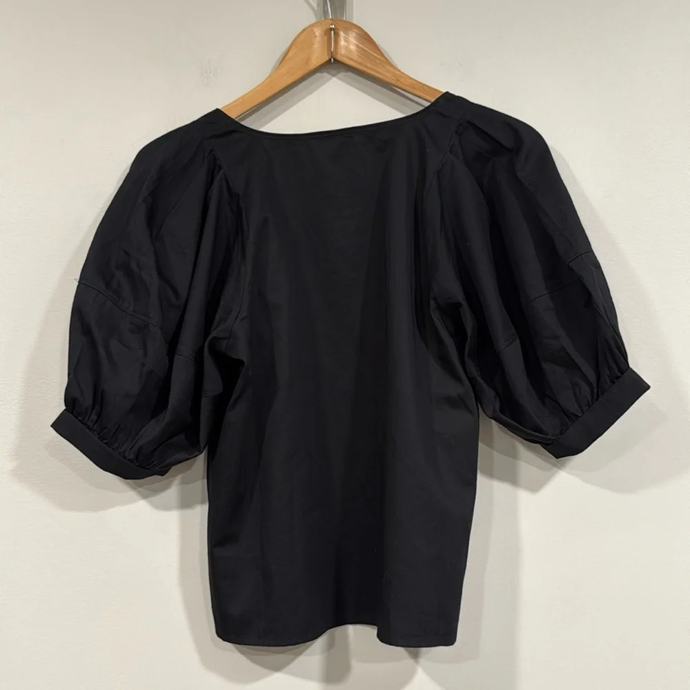 Madewell Black Short Puff Sleeve Swift Top S NWT